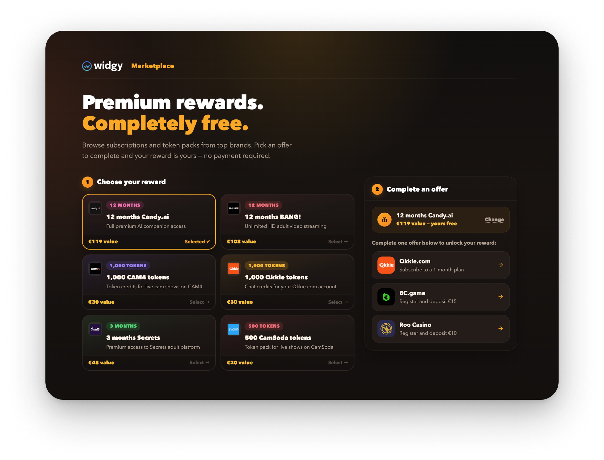Widgy Marketplace product preview